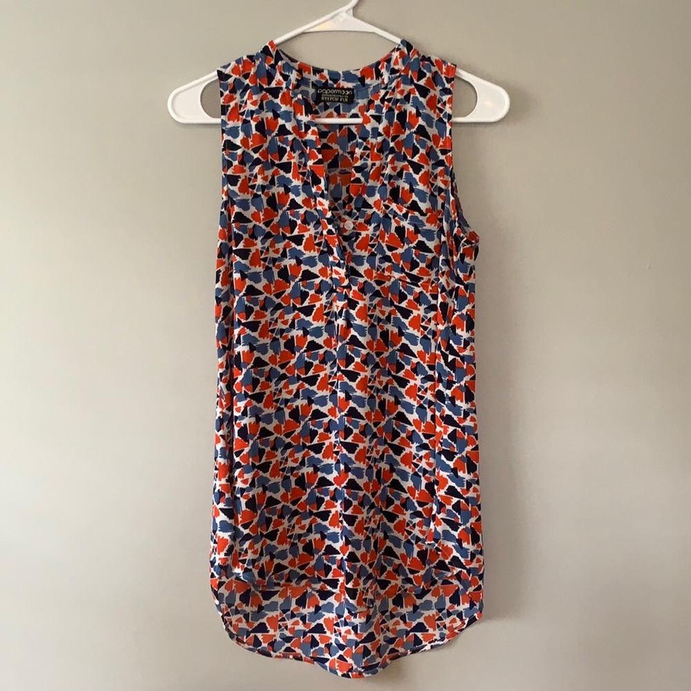 Geometric Sleeveless Blouse - Multicolor